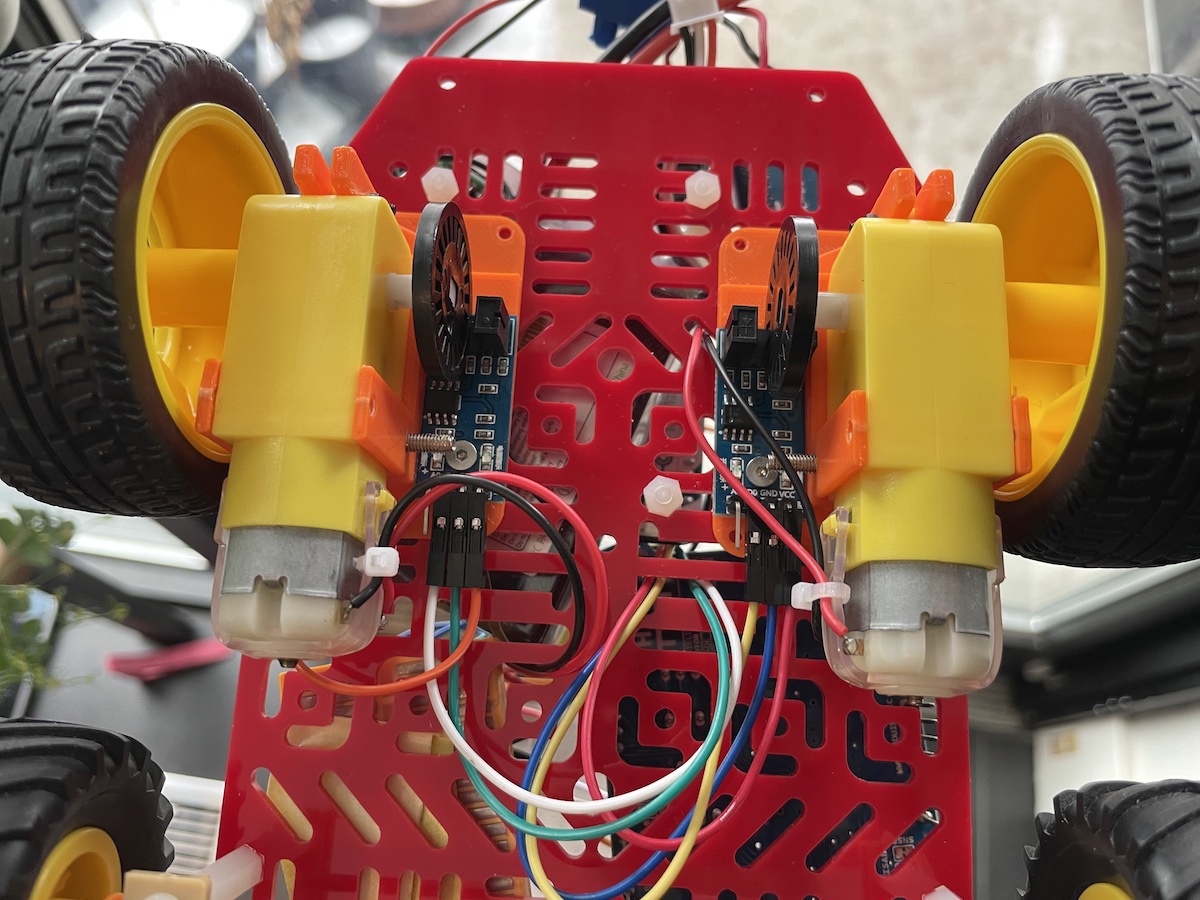 3D printed motor encoders in place